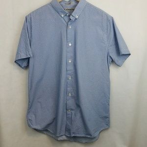 Express blue and white patterned button down